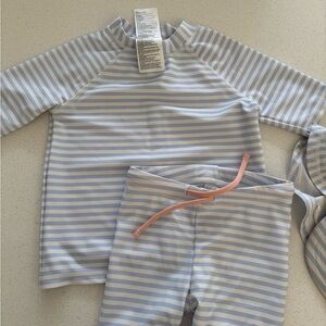 H&M Light Blue and White Striped Kids Rashguard Set